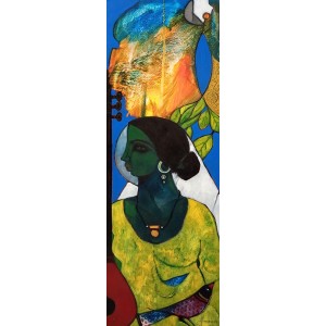 Abrar Ahmed, 12 x 36 Inch, Oil on Canvas, Figurative Painting, AC-AA-599 Abrar Ahmed, 12 x 36 Inch, Oil on Canvas, Figurative Painting, AC-AA-599